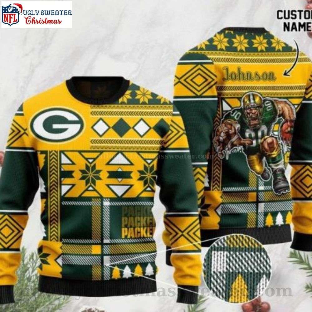 Merry Moments With The Mascot - Green Bay Packers Ugly Sweater
