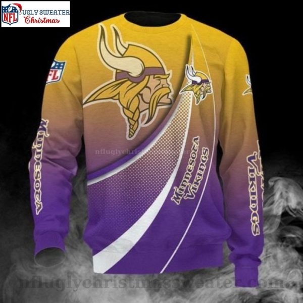 Minnesota Vikings Ugly Christmas Sweater With Yellow Purple Curve Pattern
