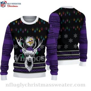 Mn Vikings Ugly Christmas Sweater – Logo Print With Funny Deer Graphics