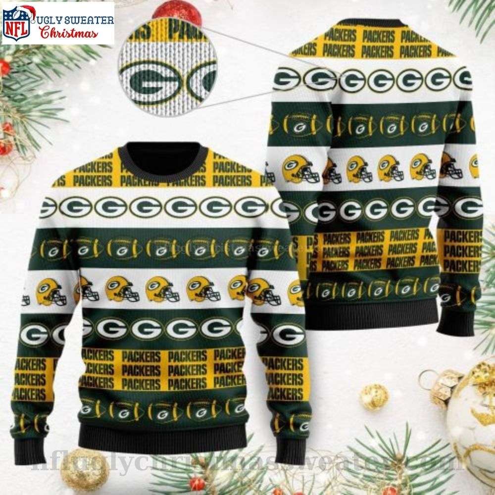 NFL American Football Team Logo Helmet Symbols Packers Christmas Sweater
