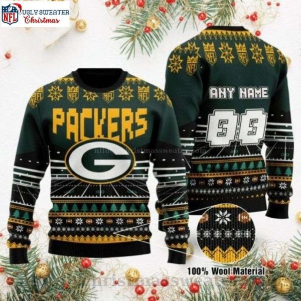 NFL Green Bay Packers Logo Print And Stadium Motifs Personalized Ugly Sweater