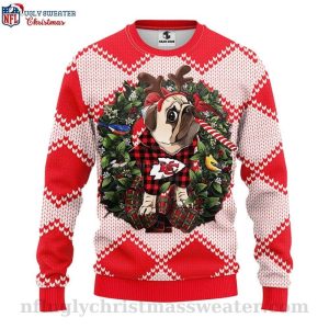 NFL Kansas City Chiefs Ugly Christmas Sweater Pub Dog Design 1