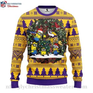 NFL Vikings Minion Festive Cheer – Ugly Christmas Sweater For True Fans
