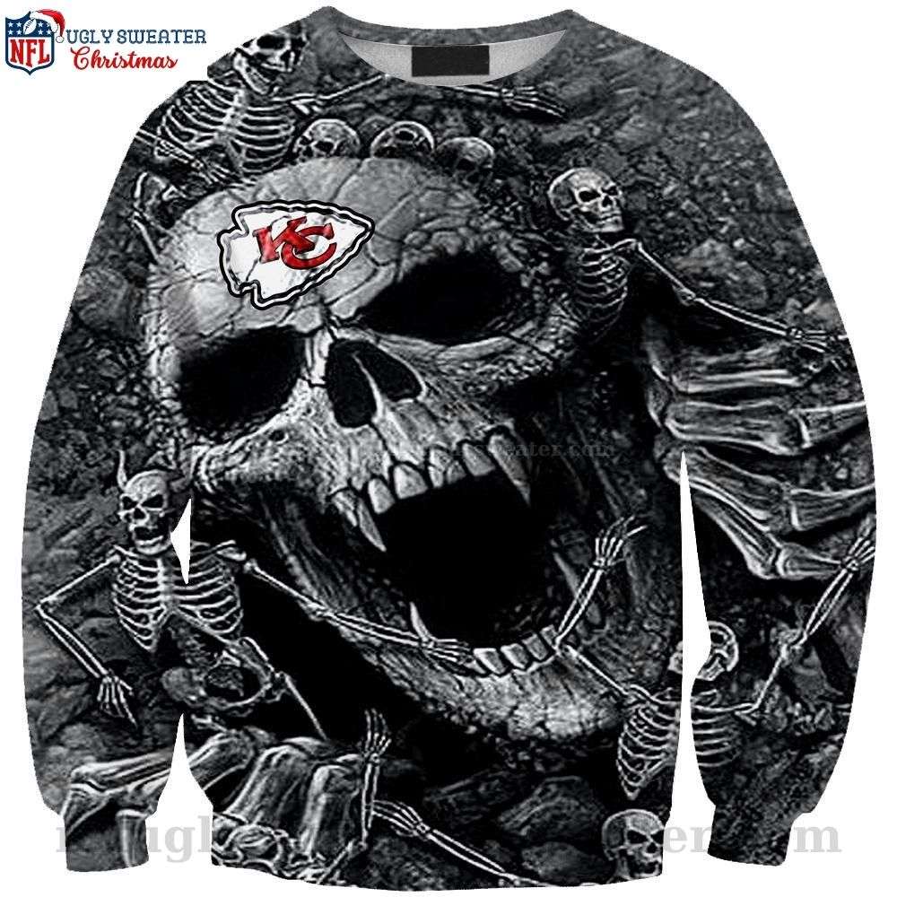 Perfect Gift For Kc Chiefs Fans - Skull Ugly Christmas Sweater
