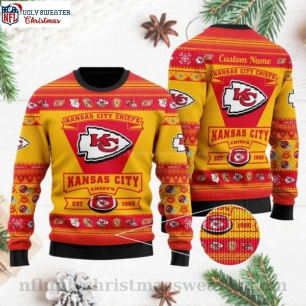 Personalized Kansas City Chiefs Ugly Christmas Sweater – Team Logo Edition