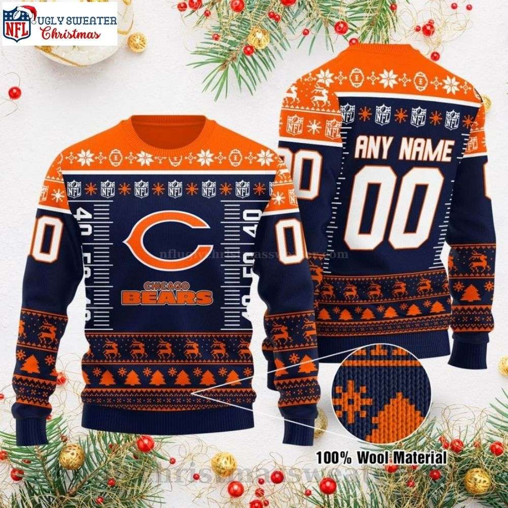 Personalized Men's Chicago Bears Ugly Sweater - NFL Logo Print Edition
