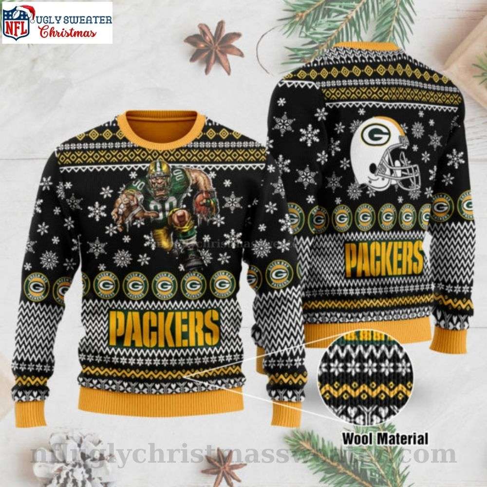 Show Your Team Spirit With Team Mascot Graphics On Packers Ugly Sweater
