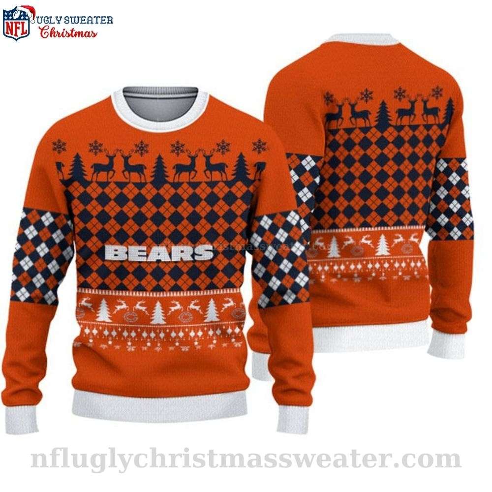 Spread Christmas Joy With Chicago Bears Ugly Sweater - Reindeer Snow