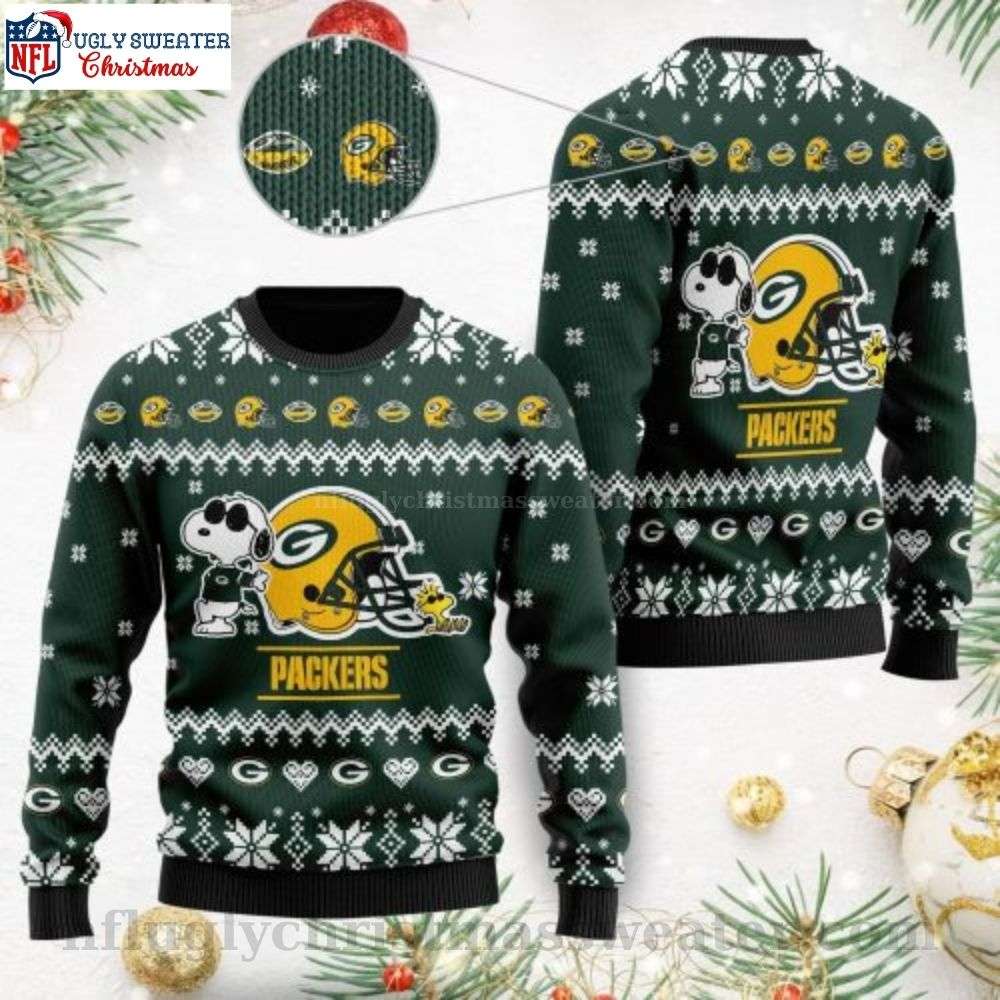The Snoopy Show Football Helmet - NFL Packers Christmas Sweater
