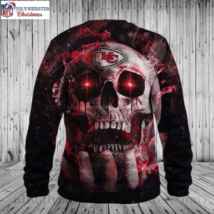 Ugly Christmas Sweater Featuring Kansas City Chiefs Skull Design 2