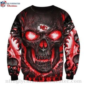 Unique Gifts For Kc Chiefs Fans Skull Ugly Christmas Sweater 1