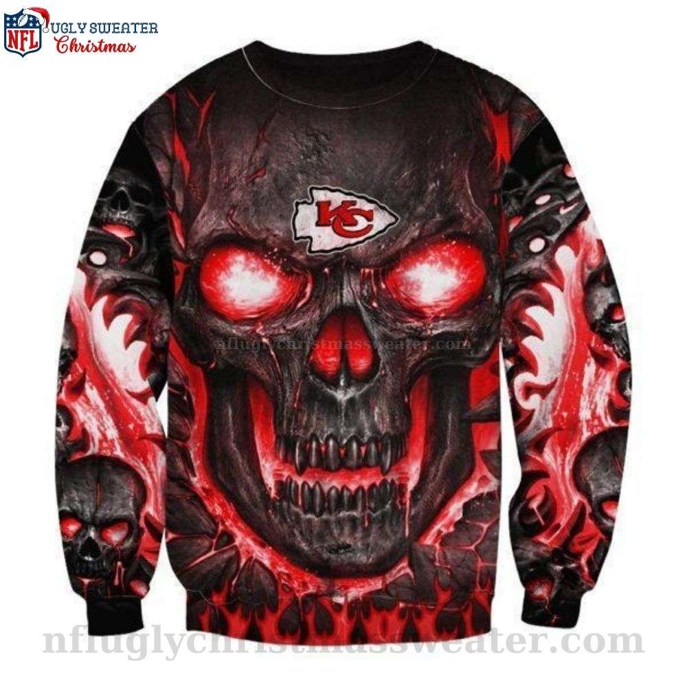 Unique Gifts For Kc Chiefs Fans - Skull Ugly Christmas Sweater