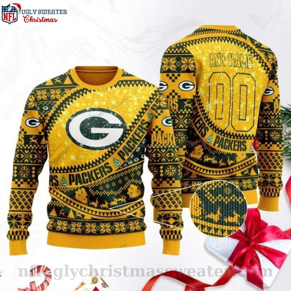 Unique Packers Gifts - Snow Texture Green Bay Packers Ugly Christmas Sweater