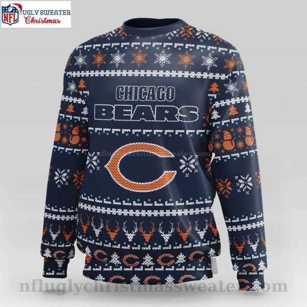 Warm Up In Style – Chicago Bears Ugly Christmas Sweater With Logo Print